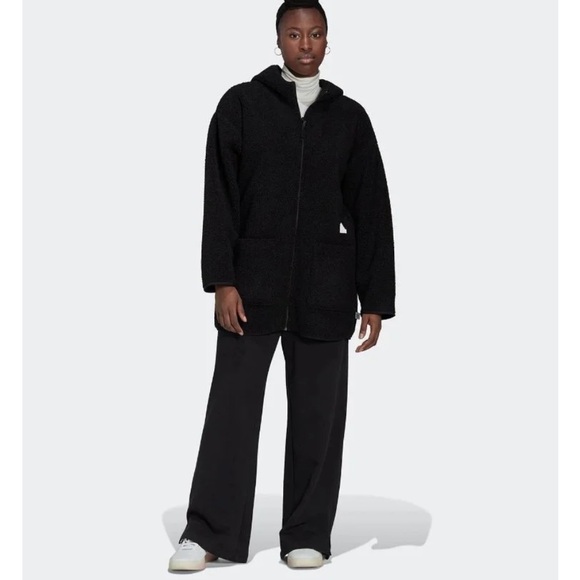 NWT•ADIDAS ORIGINALS•HEAVY DUTY SHERPA FLEECE HOODED COAT•BLACK•XL•STYLE HM2841 - Picture 4 of 16